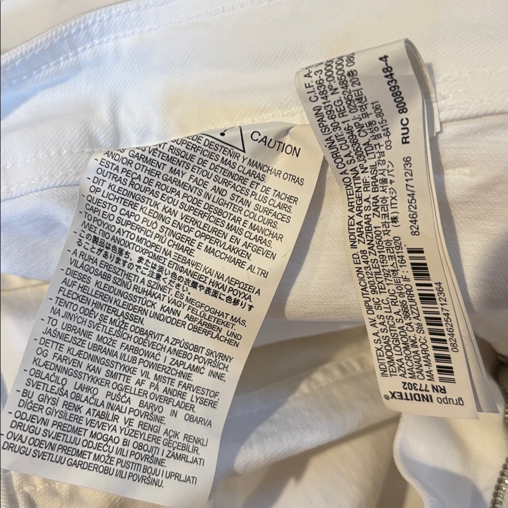 Zara White Wide-Leg Denim Pants, US Size 4, Like New - Picture 6 of 6